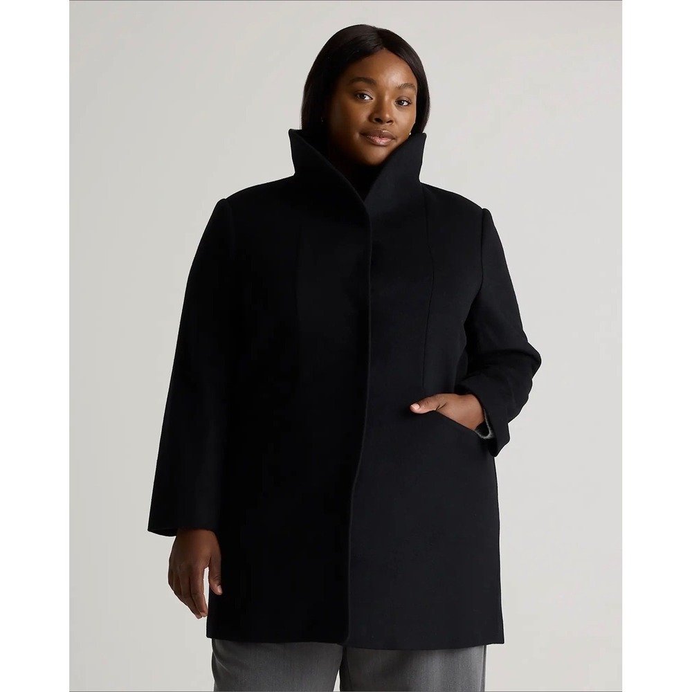 Quince Italian Wool Shawl Collar Coat Black XL NWT Luxury Outerwear